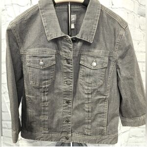 J.Jill Distressed Washed Denim Jacket size M